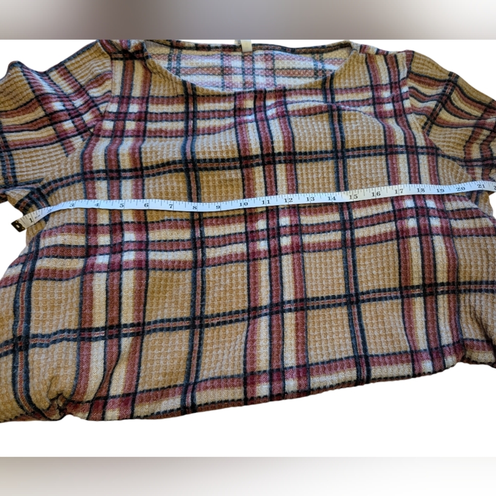 Emerald Plaid Waffle Knit Tunic Dress Size Extra Large - Picture 5 of 7